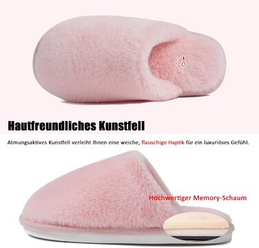 Домашні тапочки для жінок та чоловіків зимові теплі плюшеві, зручні, з пам'яттю, антиковзаючі, унисекс (40.5/42 EU, рожеві)