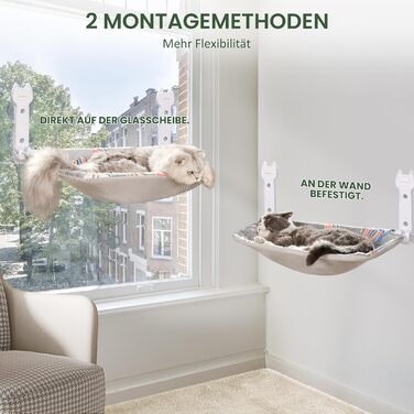 Кішка ліжко на вікно, світлодіодна килимок, складана, бездротова, до 20 кг, зручне ліжко з оглядом 360°, кішка гамак, віконце ліжко (Сірий, 1 шт.)