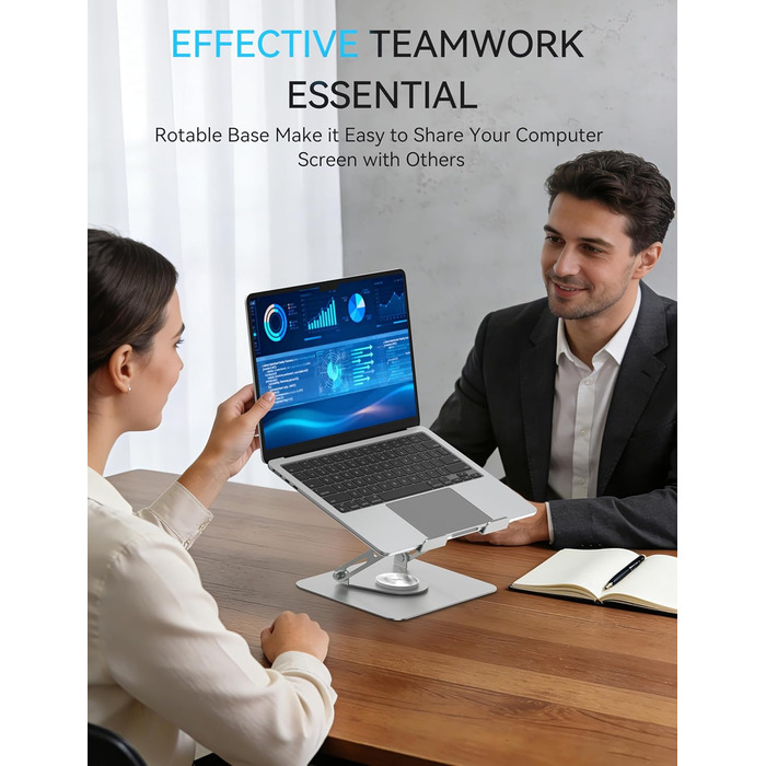 Підставка для ноутбука Soundance: регульована висота, 360° обертання, чорна, 10-15,6 дюймів