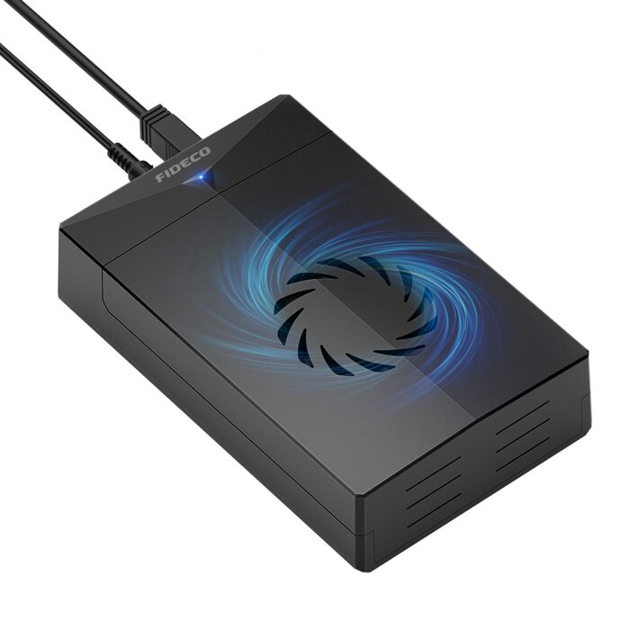 Док-станція FIDECO для HDD/SSD 2.5'' та 3.5'' SATA, USB 3.0 5Gbps, зовнішній корпус для жорстких дисків з вентилятором та підтримкою UASP