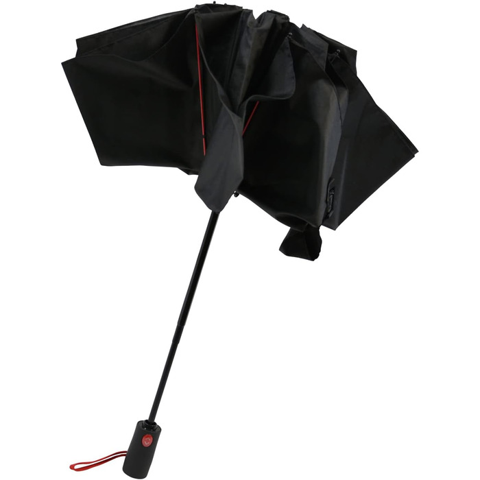 Штормовий парасолька з повним волокном, кишеньковий, великий 106 см - з кольоровими спицями - чорно-червоний