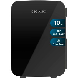 Міні-холодильник Cecotec Bolero MiniCooling Bahamas Black 12V/220V - 10 л, для авто та кемпінгу, з функцією охолодження та нагріву