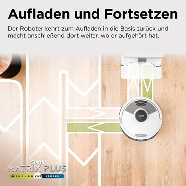 Робот-пилосос Shark Matrix Plus 2-в-1 з функцією миття та станцією самоочищення, самостійно спорожняється, для шерсті тварин, килимів та твердих підлог, 14,5 см (автоматичне спорожнення, білий)