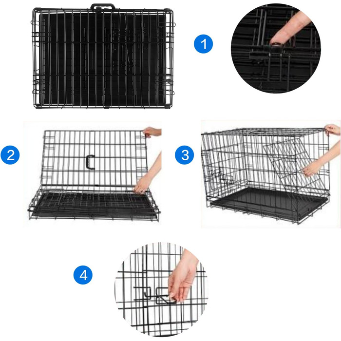 Клітка для собак 60x43x48 см, складана переноска з металу для собак, 2 дверцята, переноска для тварин, авто-переноска, клітка для собак Small