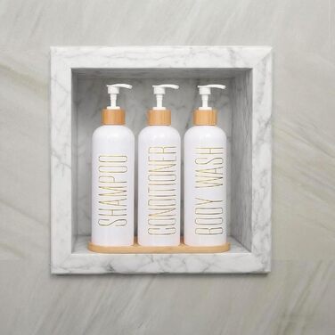 Набір флаконів для шампуню та гелю для душу, 500 мл, 3 шт. (біло-сірий)