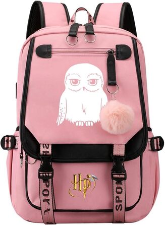 Шкільний рюкзак для дівчат з совою, рюкзак Harry Magic, 7-15 класи, рожевий (46 x 29 x 16 см)