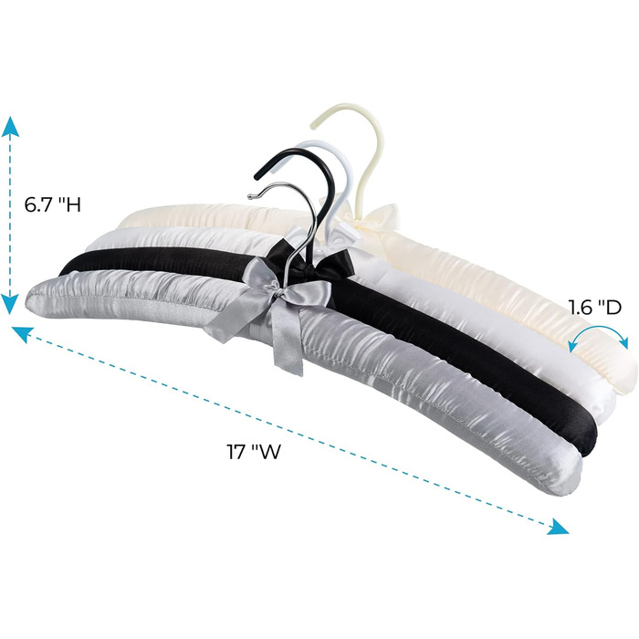 Набір плечиків для одягу JS HANGER, 10 шт., сірий, з сатином, для сорочок, суконь, блузок, вечірнього одягу, без плечей, для жінок