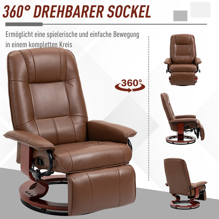 HOMCOM Swivel Recliner, TV Recliner with Reclining Function, Footrest, Reclining Chair with Armrests, for Living Room, Bedroom, Faux Leather | Aosom
