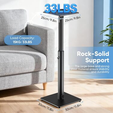 Регульовані підставки для акустики: висота 72-120 см, універсальні, з кабельною організацією, вантажопідйомність 15 кг (пара)