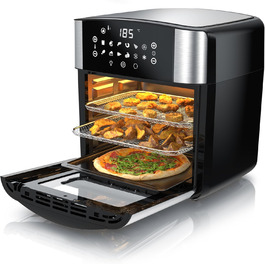 Фритюрниця Arendo XXL 16 літрів: духовка, гриль, сушарка, Air Fryer з сенсорним екраном EasyClean без олії. Ідеально для піци, курки та картоплі фрі. Без BPA.