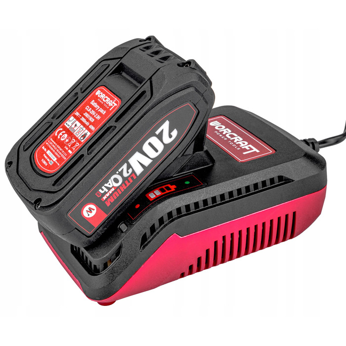 Акумуляторний шуруповерт Worcraft 20 V 2,0 Ah з кейсом та набором аксесуарів