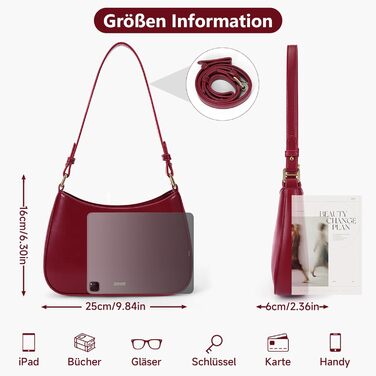 Сумка жіноча TIAASTAP Hobo Bag червона: стильна сумка на плече з PU шкіри для дівчат-підлітків