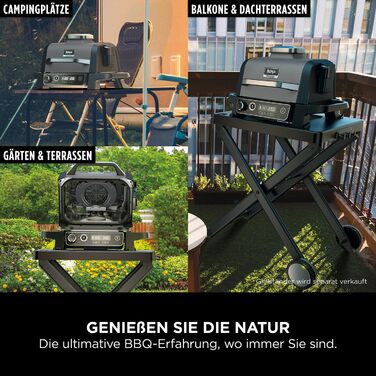 Ninja Woodfire Electric Grill with Smoker & Air Fryer - 7-in-1 Outdoor BBQ Grill - Weatherproof, Non-Stick, Portable - Grey/Black OG701EU
