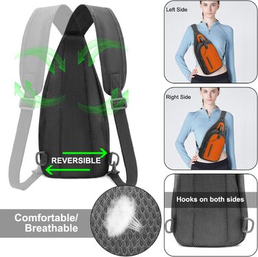 Чоловіча нагрудна сумка-рюкзак на плече, Crossbody Bag для спорту та прогулянок (Помаранчевий)