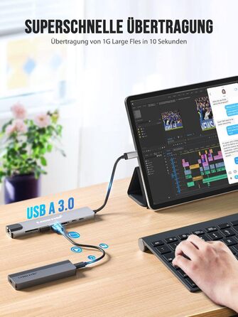 Lemorele Док-станція 12-в-1 з USB-C: 10Gbps, Dual 4K HDMI, VGA, USB 3.1/2.0, 100W PD, SD/TF, Audio - для Windows, MacBook, Dell
