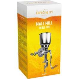 Ручний зерновий млин Browin 1 кг, металева, для солоду, борошна, кукурудзи та гороху, сріблястий, висока лійка