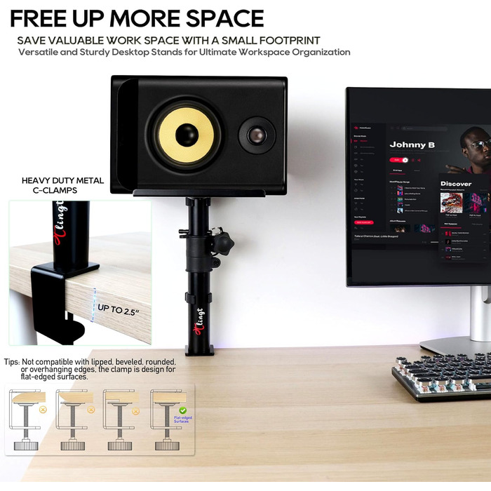 Підставка для настільних колонок, 2 шт., 24,1 x 22,9 см, металева платформа, плоске дно, сумісна з будь-яким столом, ідеальна для студійних моніторів 12,7-17,8 см, полицевих колонок 5'- 7'