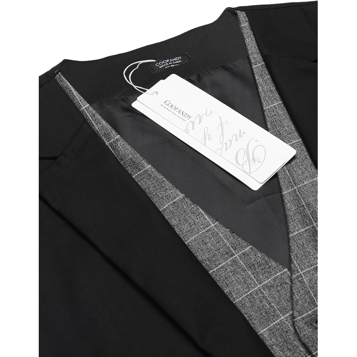 Жилет чоловічий COOFANDY стильний, в клітинку, Slim Fit, чорний - для весілля та ділових зустрічей