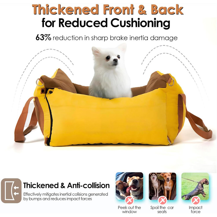 Small & Medium Dog Car Seat - Portable Pet Carrier with Extendable Bed, Washable Travel Dog Bed with Storage Pockets & Safety Belt - Green