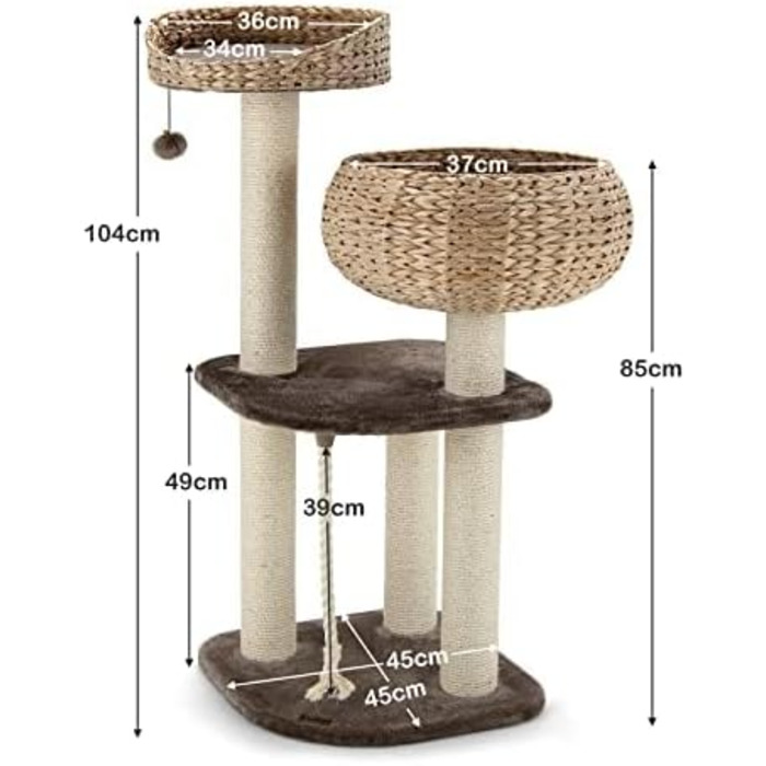 Дім-кігтечка для котів FANTASK з ліжками та активними іграми, кігтеточка-активіті, будиночок для котів