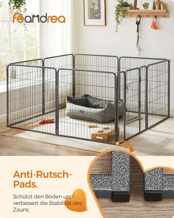 Вольєр для тварин Feandrea Freilaufgege XL (77x80 см), сірий, збірний, для великих тварин, 8 панелей