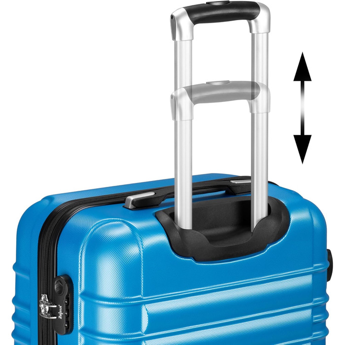 Набір валіз Zelsius 4 шт., блакитний | ABS, з кодовим замком, 4 колеса, внутрішній роздільник | Ручна валіза, 4 шт., Trolley, великий, набір валіз