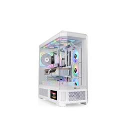 Корпус Thermaltake View 600 TG Full Tower для ПК (E-ATX/ATX/mATX/mini-ITX) з прихованим підключенням, 4 скляними панелями, поворотними PCIe слотами, підтримкою радіатора до 420 мм та USB-C 3.2 Gen2 (Snow)