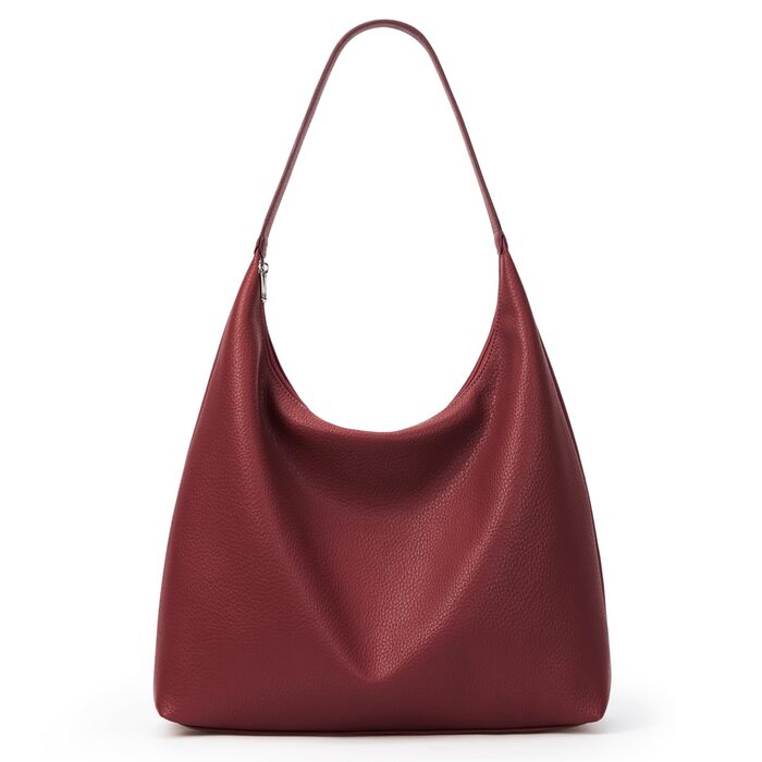 Сумка жіноча KALIDI Shopper з PU шкіри, велика, вінтажна Hobo сумка через плече, бордового кольору для роботи, навчання, повсякденного використання