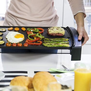 Cecotec Electric Grill Plate with Removable Parts - 1800W, Non-Stick Aluminum Teflon Coating, Dishwasher Safe, Adjustable Thermostat, Large Cooking Surface