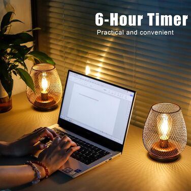 LED Ліхтар JHY DESIGN 2 шт. з металевого каркасу, акумуляторний, бездротовий, 17 см, індустріальний стиль, для дому та саду, декор, вечірка, чорний, з таймером