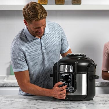 Ninja Foodi MAX Multi-Cooker, 7.5L, 9-in-1 Multi-Cooker, Pressure Cooker (Fast Cooking), Air Fryer (Hot Air Frying), Slow Cooker (Slow Cooking), Grilling and more, Brushed Steel & Black, OP500EU