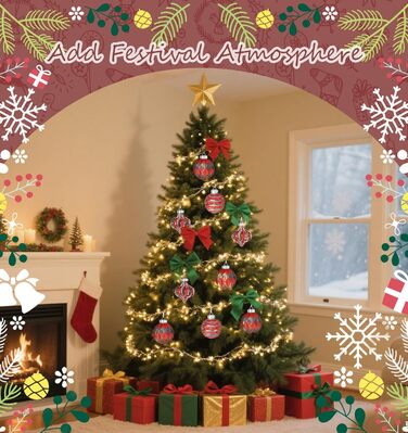 Набір ялинкових прикрас 30 шт. 6см, пластикові кулі, темно-синій та білий, ялинкові кулі для декору, набір прикрас для ялинки, 30 шт. (12 шт. 8см, прозорі та червоні)