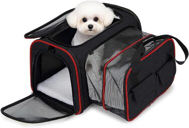 Розширювана переносна сумка-слінг для котів та собак, складна, портативна переноска для домашніх тварин, ідеальна для подорожей, прогулянок, кемпінгу (Чорний, S)