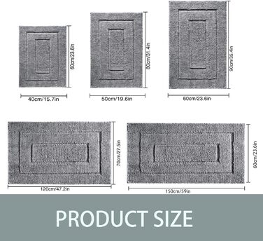 DUNSOO Non-Slip Bathroom Rug - Absorbent Microfiber Bath Mat for Shower, Bathtub & Toilet - 60x150cm