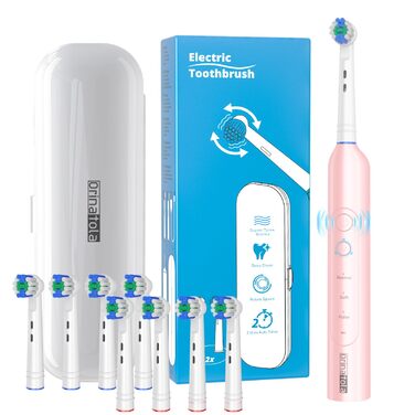 Електрична зубна щітка Rotierende для дорослих з 8 насадками, 3 режимами чищення, акумулятором на 50 днів та Smart-таймером 2 хв - Чорна (Рожева)