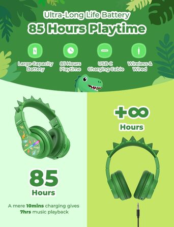 iClever Бездротові навушники для дітей з LED-підсвічуванням, Over-Ear, Bluetooth 5.2, мікрофон, BTH12 (Хвилинка)