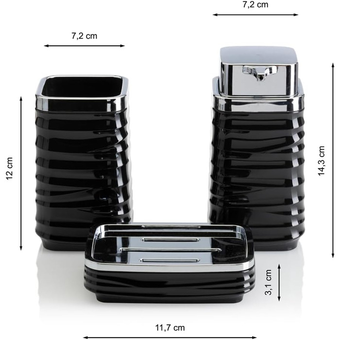 Набір для ванної кімнати HowHomely: щітка для унітазу, сміттєвий бак, дозатор мила, мильниця, чорний/сріблястий