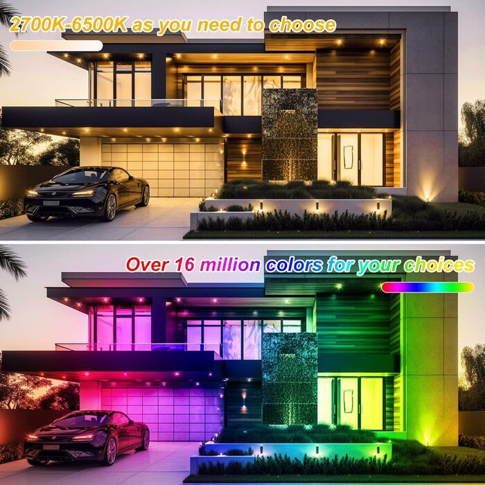 LED Floodlights Outdoor, 100W Smart RGB Floodlights with Remote Control and Bluetooth App, LED Floodlight Spotlights Color Changing Projector, IP66 Waterproof Floodlight for Gardens, Courtyards (2 Pack) (100w-rgb-app-4p)