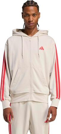 Чоловіча толстовка-худі Adidas Essential Three Stripes на блискавці з французьким махровим трикотажем (M, Wonder Alumina/Pure Ruby)