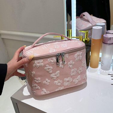 Косметичка для дівчаток, органайзер для макіяжу, сумочка для косметики з відділенням для пензликів, подарунок для жінок та дівчат (рожева)