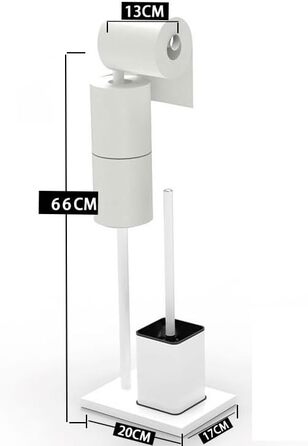 Тримач туалетного паперу з щіткою для унітазу YUET, гальванічне покриття, нержавіюча сталь, стоячий, білий