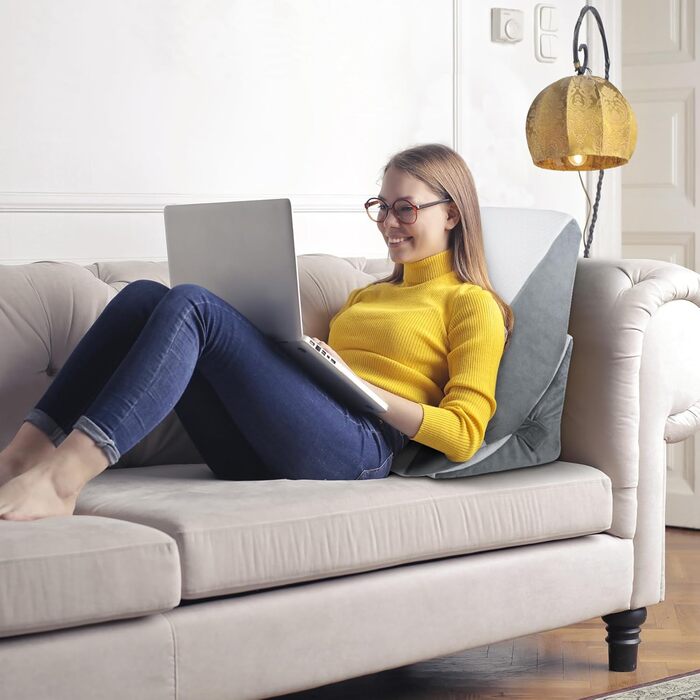 Регульоване клиновий подушник, ергономічний подушник з валиком для шиї з високощільним пінополіуретаном для ліжка та дивана. Підходить для лікування рефлюксу, апное уві сні, для читання, ігор та перегляду телевізора