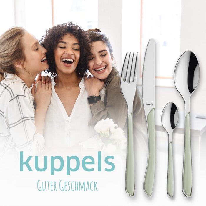 Набір столових приборів Kuppels Prisma для 6 осіб з нержавіючої сталі з рожевими ручками | 24 шт.