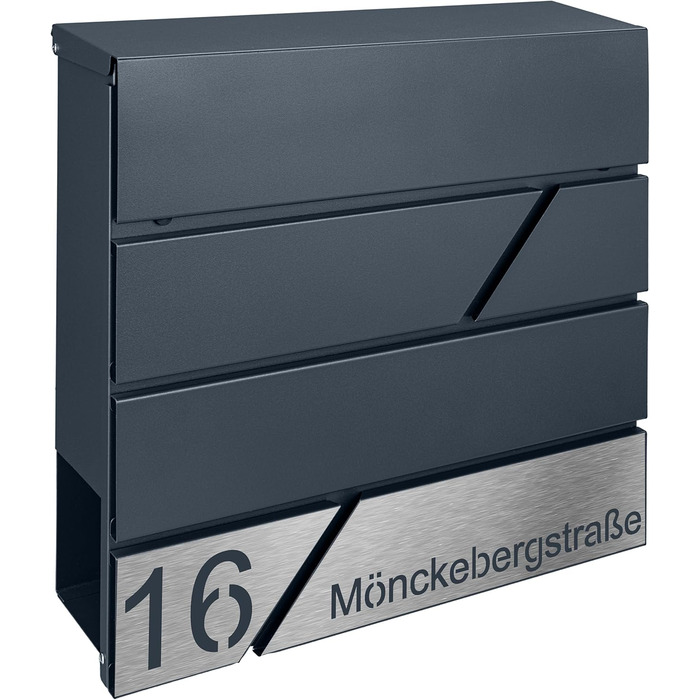 Поштовий ящик з газетницею з нержавіючої сталі, настінний, з замком та газетницею - лазерне гравіювання (Модель 4)