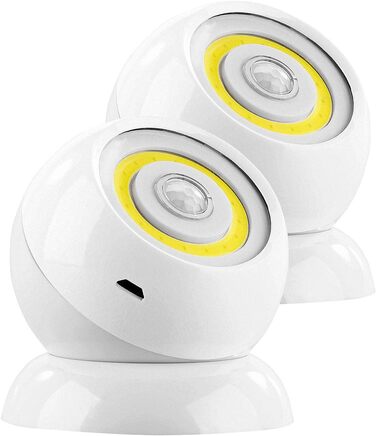Lunartec Rechargeable Flashlights: 2-Pack ultra-bright COB LED rechargeable lights with PIR sensor, 200 lm, white (rechargeable light with motion sensor, LED spotlight, battery table lamp)