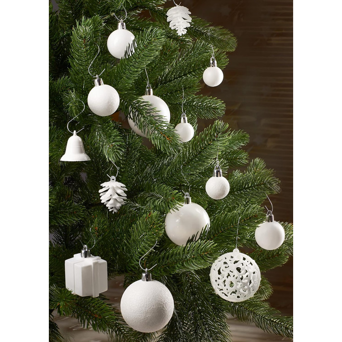 Набір прикрас для ялинки BRUBAKER 101 шт. з верхівкою, кремово-білий, для ялинки