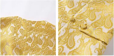 Чоловічий набір: краватка, кишеньковий хустинка, візерунок пейслі, 4 предмети (4XL, золото-жовтий)