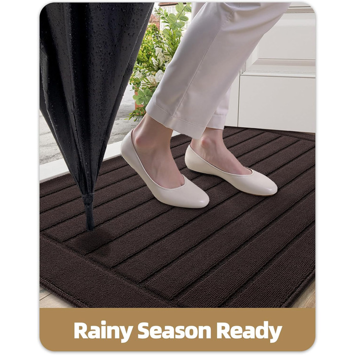 Килимок для дому COLOR&GEOMETRY 44x76 см - машинне прання, антиковзаюча, вбираюча бруд, мінімалістичний дизайн, для входу, порогу та коридору (Коричневий)