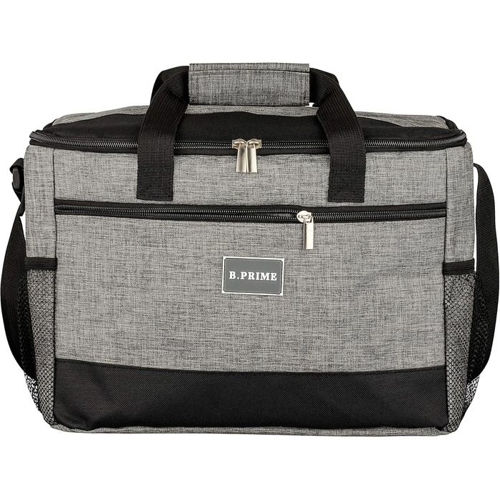 Термосумка B.PRIME 20L Classic Grey - Ізоляційна сумка для пікніка, подорожей та кемпінгу 36x26x22 см