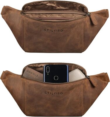 STILORD 'Pino' Елегантна поясна/грудна сумка з екошкіри для жінок та чоловіків. Компактна, вінтажна, з натуральної шкіри, колір: (Mittel - Braun)
